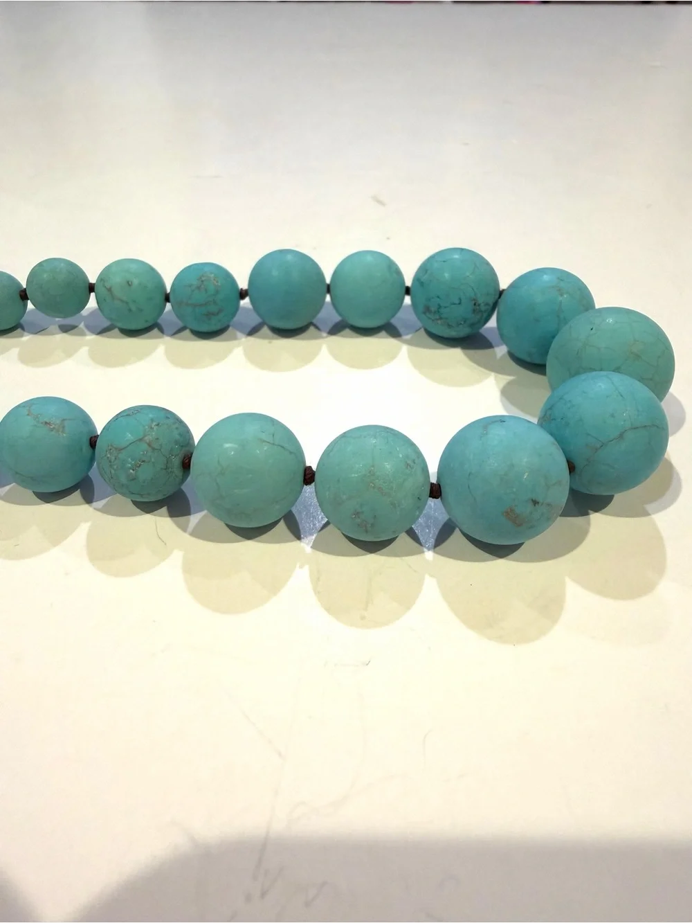 Turquoise Graduated Large Bead Statement Necklace 925 Sterling Silver Clasp